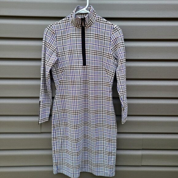 NWT J. MCLAUGHLIN HOUNDSTOOTH ASPEN GLENN PONTE KNIT BEDFORD DRESS SMALL $268 - Picture 1 of 4